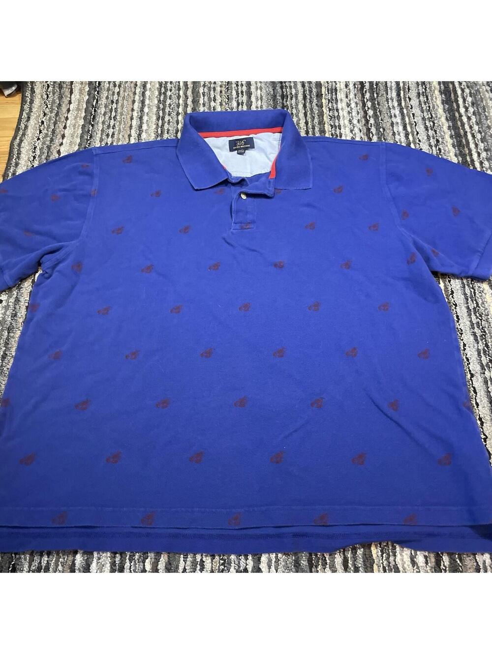 Brooks Brothers Polo Shirt Men's Size XL Blue 346 Lobster Print Cotton